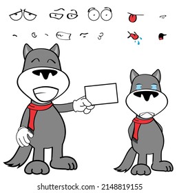 wolf cartoon kawaii expressions pack in vector format