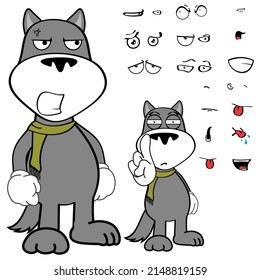 wolf cartoon kawaii expressions pack in vector format