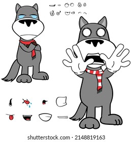 wolf cartoon kawaii expressions pack in vector format