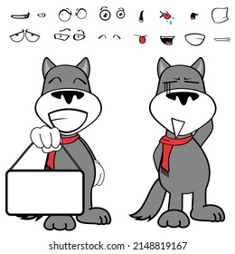 wolf cartoon kawaii expressions pack in vector format