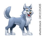 Wolf cartoon vector illustration isolated on white background
