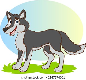 Wolf cartoon vector illustration isolated on white background