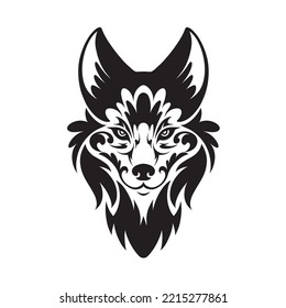 wolf character head vector set 