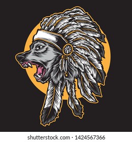 wolf chief vector and logo