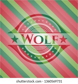 Wolf christmas style emblem.