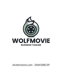 wolf cinema vector logo design