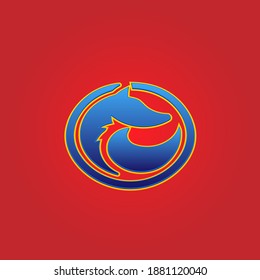 Wolf circle illustration for simple logo design