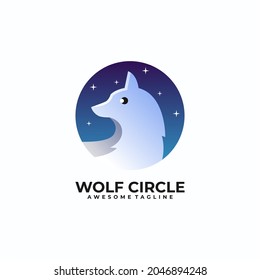 Plantilla de diseño de logotipo de círculo lobo color moderno