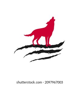 wolf and claws silhouette vector