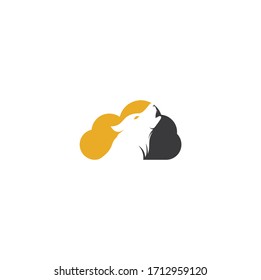 Wolf cloud shape concept Logo Design. Modern professional wolf logo design. Wolf head logo vector	
