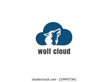 Wolf Cloud  vector logo design template