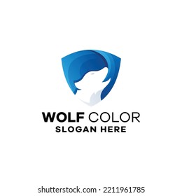 Wolf Color Gradient Logo Icon Template