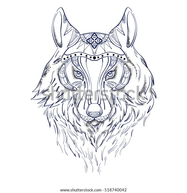 Wolf Color Tattoo Stock Vector (Royalty Free) 518740042 Shutterstock