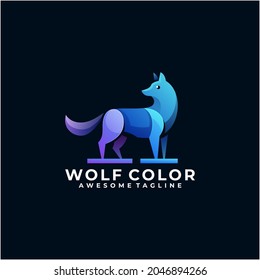 Wolf colorful logo design template
