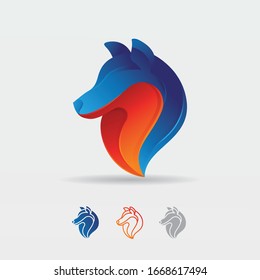 Wolf Colorful Logo designs-illustration vector template