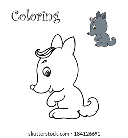 wolf. Coloring for kids of color samples