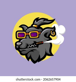 wolf cool mascot logo design vector with modern illustration