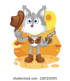 the wolf cowboy with gun character vector