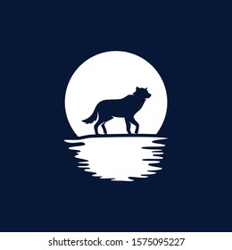 Wolf Creative Concept Logo Design Template. Wolf silhouette isolated on white background vector illustration.