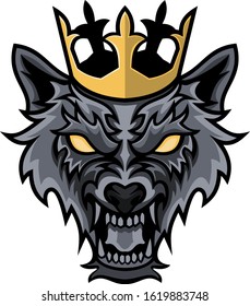 wolf crown with angry face