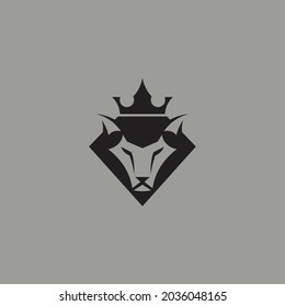 wolf and crown logo. vector illustration for logo or icon