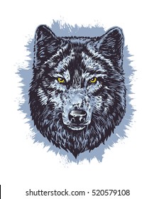 Wolf dark vector hand draw illustration. T-shirt illustration. Poster illustration. Sticker illustration.