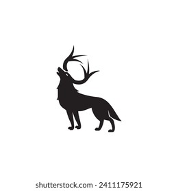 wolf deer logo icon combination.