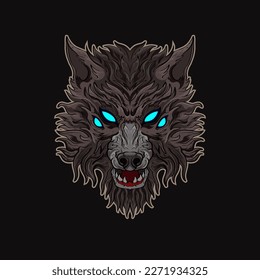 Wolf Design Head Emblem of Aggressive Angry Illustration your merchandise or business