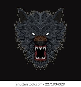 Wolf Design Head Emblem of Aggressive Angry Illustration your merchandise or business