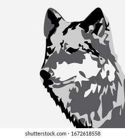 wolf design illustration white abstract black art graphic isolated