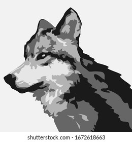 wolf design illustration white abstract black art graphic isolated
