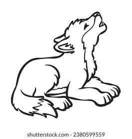 A Wolf Design. Simple Outline Style. Design For Coloring Book and Coloring Page. You Can change color you want. Vector Illustrations.