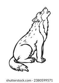 Ein Wolfsmuster. Einfaches Outline Style. Design zum Färben von Buchseiten und Farbseiten. Du kannst die Farbe ändern, die du willst. Vektorgrafiken.