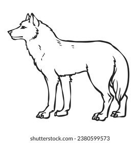A Wolf Design. Simple Outline Style. Design For Coloring Book and Coloring Page. You Can change color you want. Vector Illustrations.