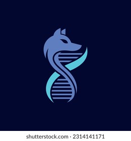 Wolf-DNA-Logo-Design, Logo-Design-Element, Vektorgrafik