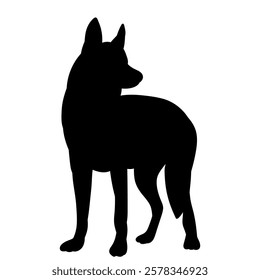 wolf, dog black silhouette vector