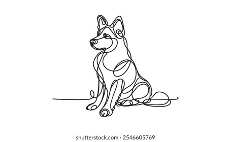 wolf dog dangerous head one line art design vector