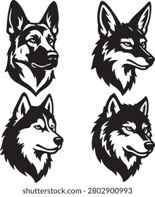 Wolf Dog Face Collection For K9 Security And Training Business
