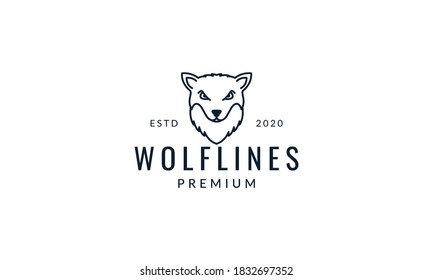 wolf or dog forest head line minimalist logo vector illustration design