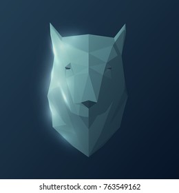 Wolf or dog head in geometric low poly style. Realistic polygonal 3d vector illustration.