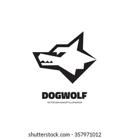 Wolf Or Dog Head - Vector Logo Template Concept Illustration. Wilde Animal Graphic Sign. Design Element. 