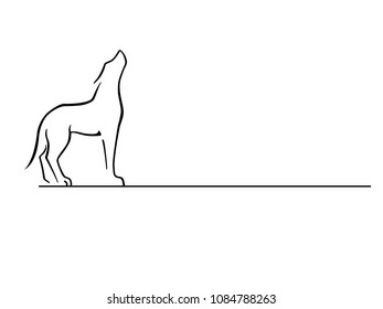 Wolf. Dog. Howling wolf. Logo. Line drawing.