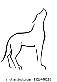 Wolf or dog howls - linear stylized picture - sign, symbol, icon or logo -vector template. Outline