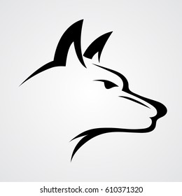 wolf dog - line art vector - icon logo