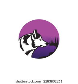 wolf dog logo icon clip-art illustration abstract circle design vector