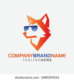 Wolf Or Dog With Sunglasses Logo design