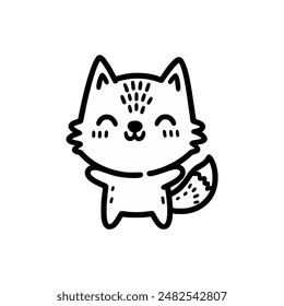 wolf doodle hand draw cute simple vector illustration template design