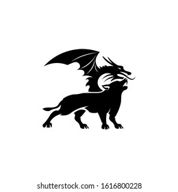 wolf and dragon logo design vector