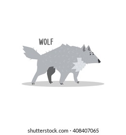 Wolf Drawing For Arctic Animals Collection Of Flat Vector Illustration In Creative Style On White Background