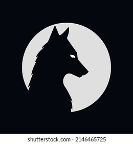 Wolf drawing vector art on a black background. White moon, noble, alone, loneliness, night, isolated, fear, strength, silence, power, king, forest.